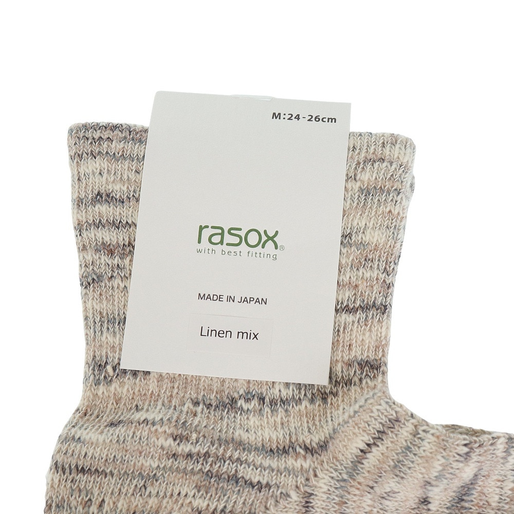 ラソックス（rasox）（メンズ、レディース）ソックス 靴下 コットンリネン・スラブミッド CA231LC02-700
