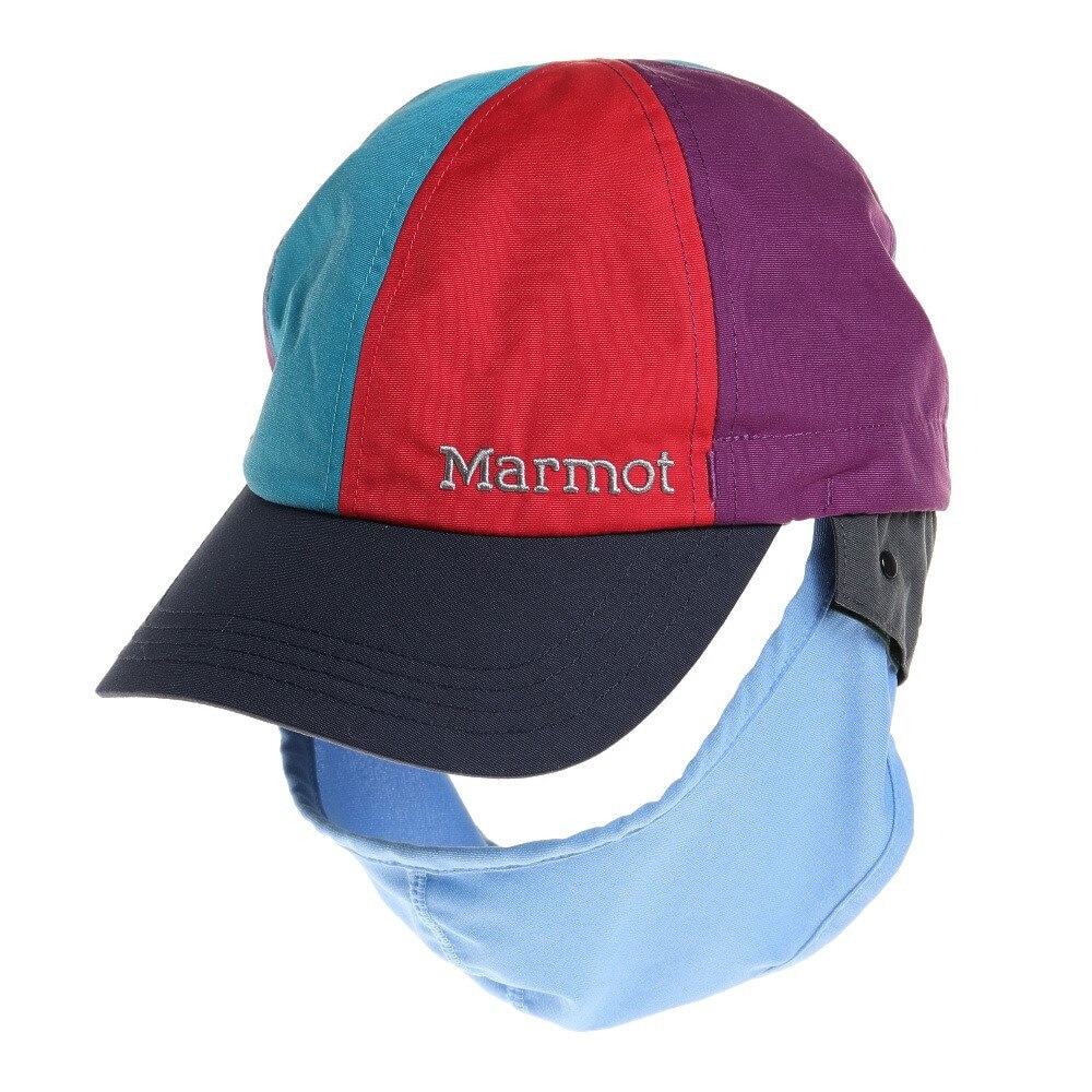 マーモット（Marmot）（メンズ）UPF50+ 撥水 便利な着脱式 フェイスガードキャップ TOARJC40 ML レッド×ブルー UV★★★