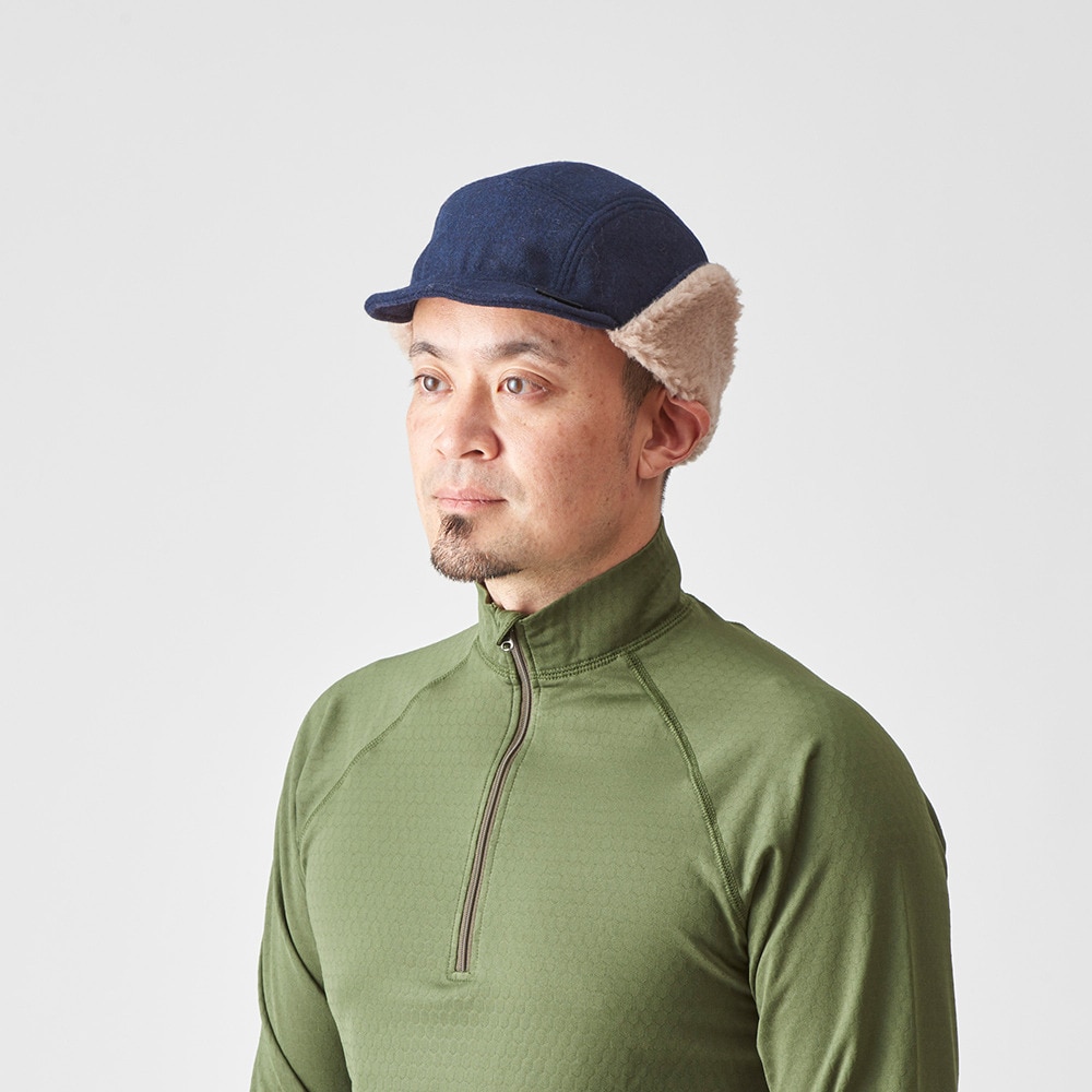 アクシーズクイン（AXESQUIN）（メンズ、レディース）耳当て付き帽子 フライトキャップ 013072-K65 ネイビー ウールボア