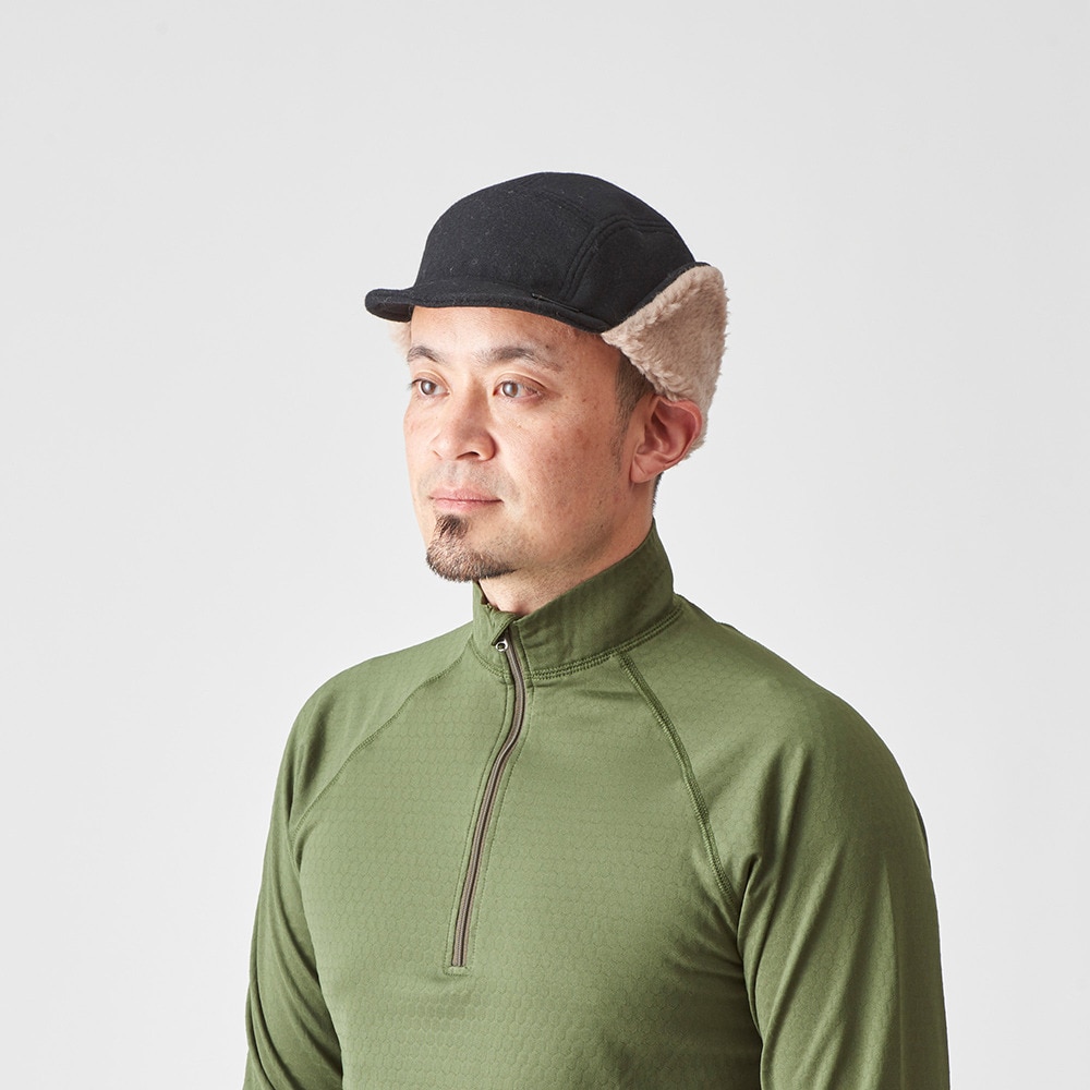 アクシーズクイン（AXESQUIN）（メンズ、レディース）耳当て付き帽子 フライトキャップ 013072-S82 ブラック ウールボア