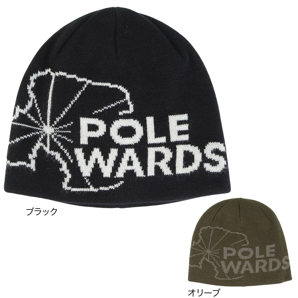 POLEWARDS（メンズ）ニット帽 トレッキング 登山 ロゴジャガードビーニー PW2QFZ13 BLK ブラック