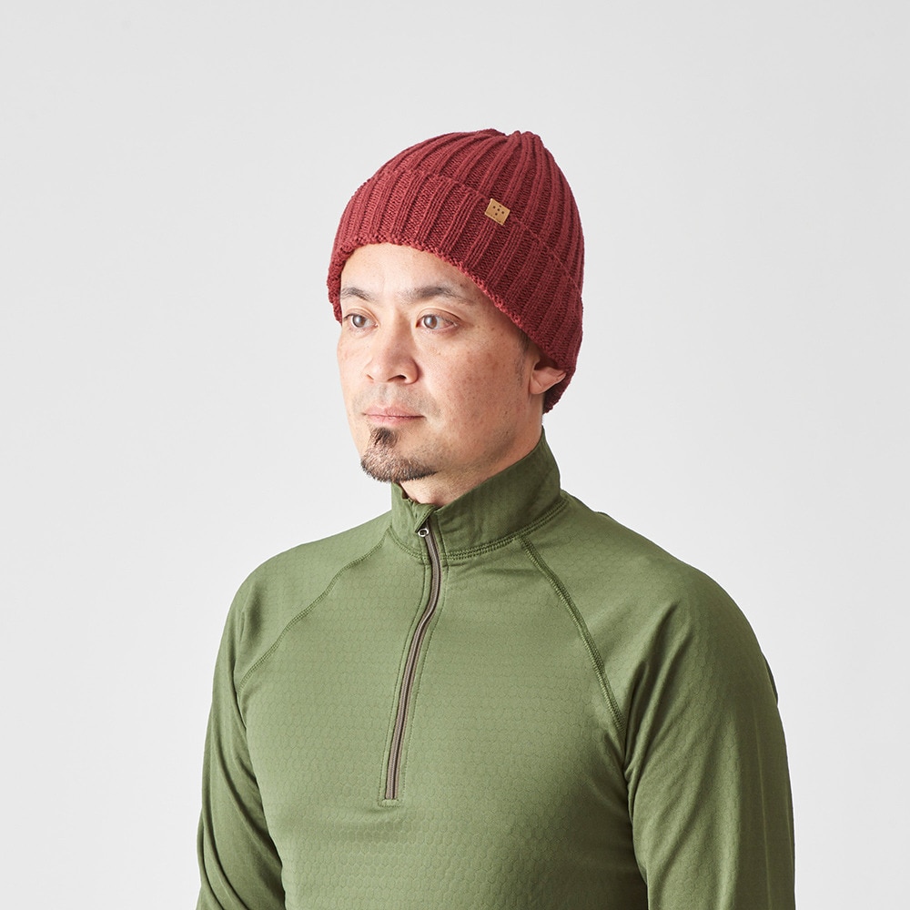 アクシーズクイン（AXESQUIN）（メンズ、レディース）ニット帽 ニットキャップ トレッキング 登山 ウール 013078-A76 レッド 日本製 通気性 防臭
