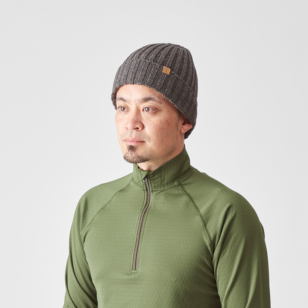 アクシーズクイン（AXESQUIN）（メンズ、レディース）ニット帽 ニットキャップ トレッキング 登山 ウール 013078-K23 チャコールグレー 日本製 通気性 防臭