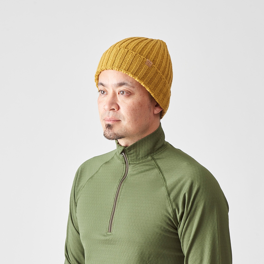 アクシーズクイン（AXESQUIN）（メンズ、レディース）ニット帽 ニットキャップ トレッキング 登山 ウール 013078-K43 マスタード 日本製 通気性 防臭