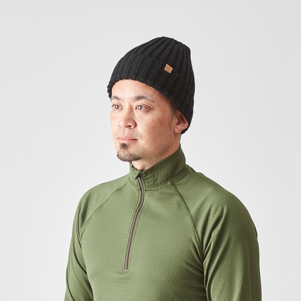 アクシーズクイン（AXESQUIN）（メンズ、レディース）ニット帽 ニットキャップ トレッキング 登山 ウール 013078-S82 ブラック 日本製 通気性 防臭