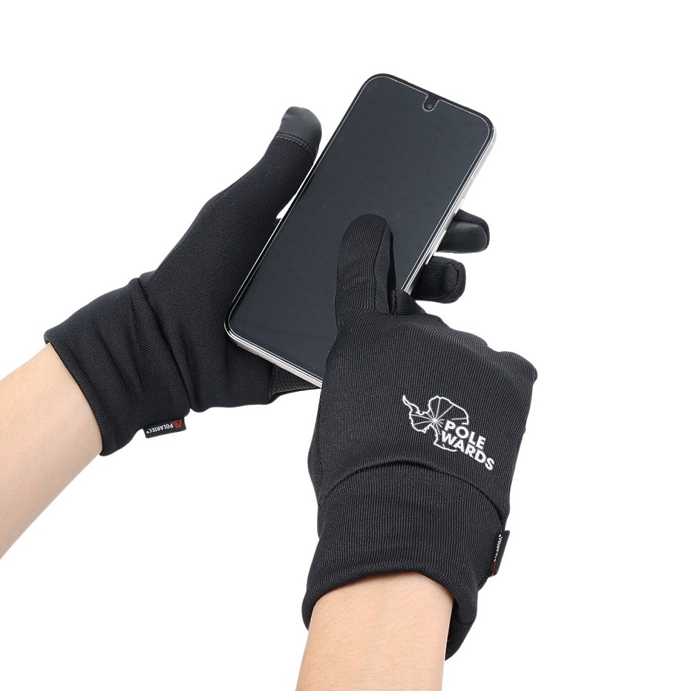 POLEWARDS（POLEWARDS）（メンズ）スマホ操作可能 軽量 ストレッチ ポーラテックインナーグローブ PW27FG53 BLK