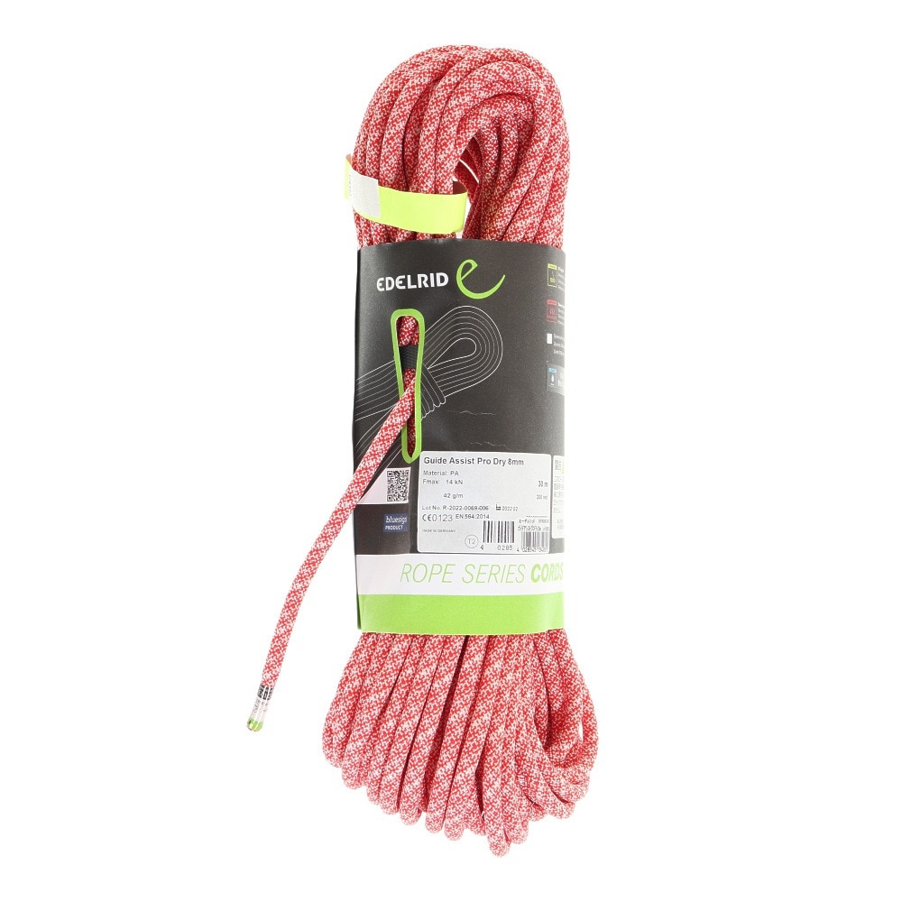 エーデルリッド（EDELRID）（メンズ、レディース）クライミング ロープ ガイドアシストプロドライ 30m ER76036.030 200 レッド