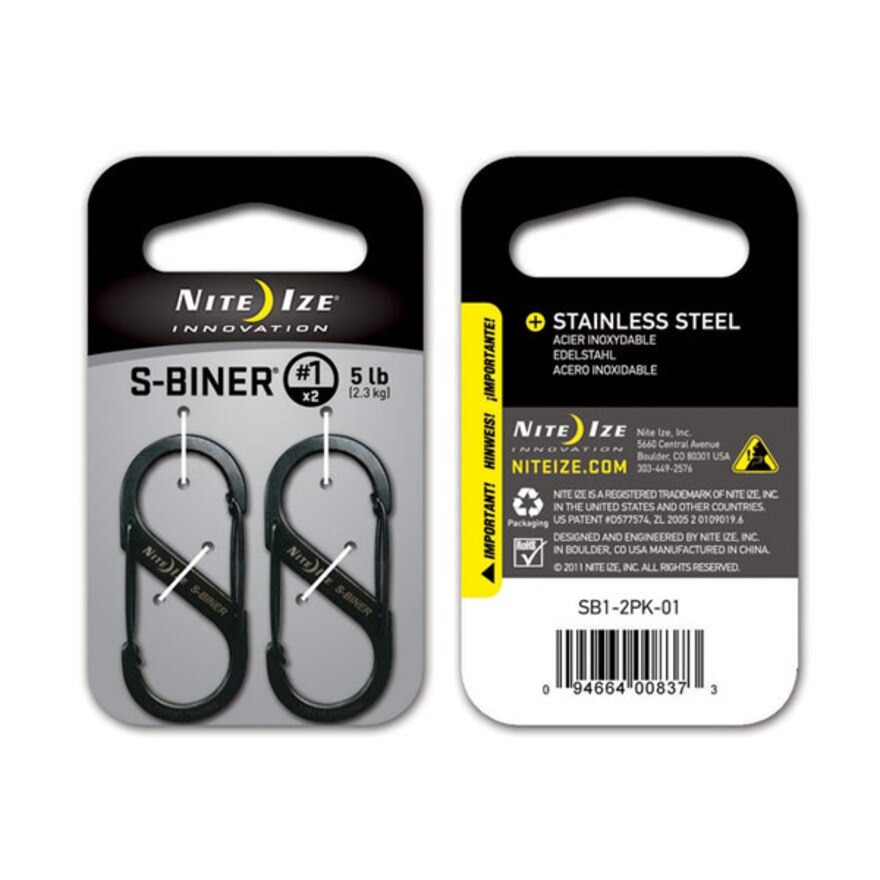 ナイトアイズ（NITE-IZE）（メンズ、レディース）防犯 防災 S型 キーホルダー S-BINER ステンレススチール カラビナ SB1-2PK-01ブラック