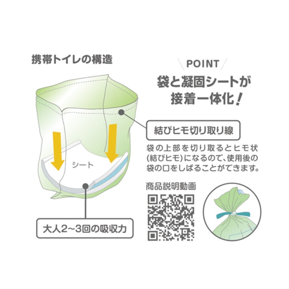 ハイマウント（High MOUNT）（メンズ、レディース）防災グッズ 簡易トイレ 携帯トイレ(便袋1枚/高密閉チャック袋1枚)20504