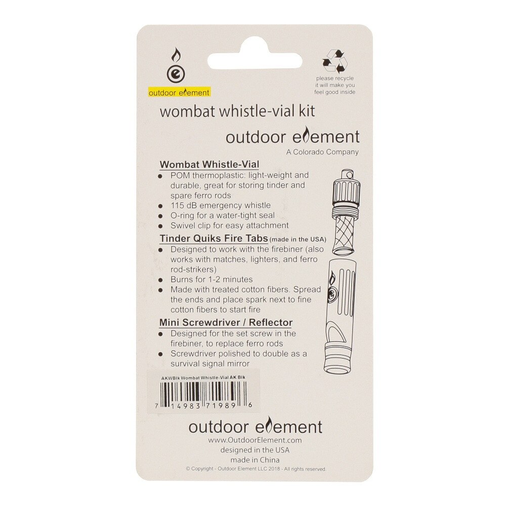 一部予約販売】 outdoor element アウトドアエレメント ウォンバット ホイッスルアクセサリーキット  www.travellersofindia.com