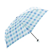 ハス（HUS）（メンズ、レディース）雨具 カーボンイースリム 55 折りたたみ傘 55619 ライトブルー チェック 花見 晴雨兼用 日傘 遮光 軽量