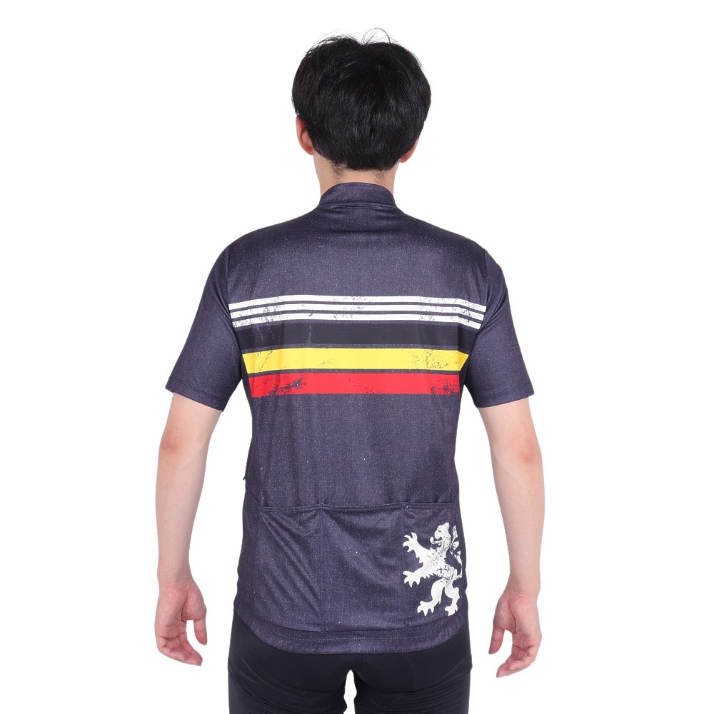 カペルミュール（KAPELMUUR）（メンズ、レディース）サイクリング ウェア 半袖 デニムプリント ジャージ ベルギーライン kphs1089-NV 日焼け防止 UVカット