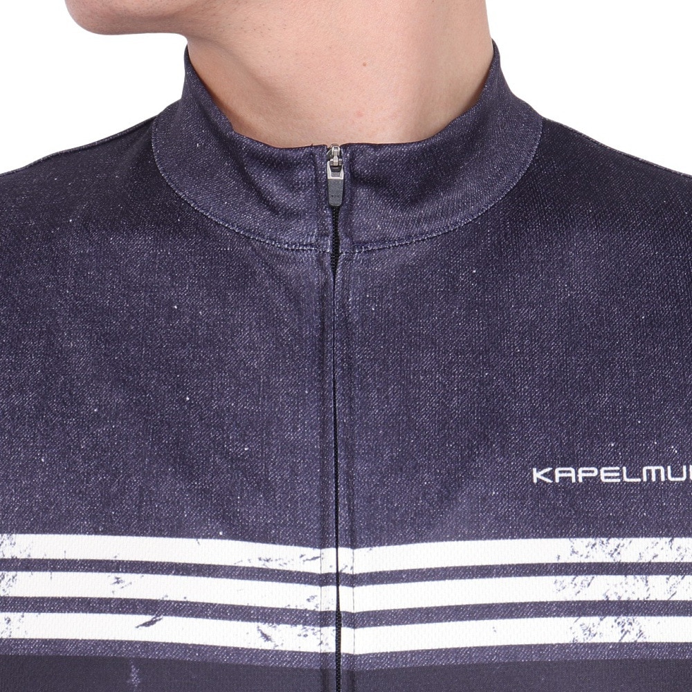 カペルミュール（KAPELMUUR）（メンズ、レディース）サイクリング ウェア 半袖 デニムプリント ジャージ ベルギーライン kphs1089-NV 日焼け防止 UVカット