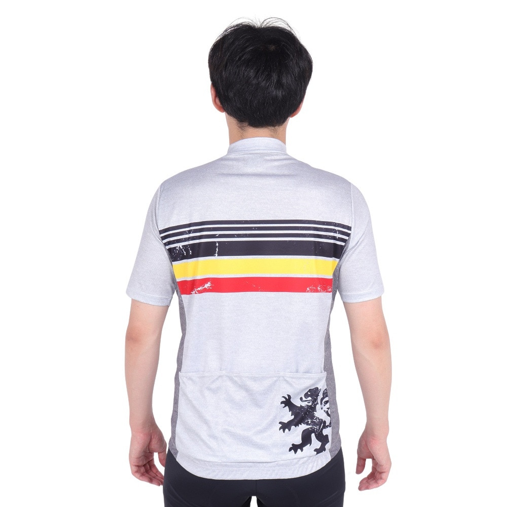 カペルミュール（KAPELMUUR）（メンズ、レディース）サイクリング ウェア 半袖 デニムプリント ジャージ ベルギーライン kphs1089-WH 日焼け防止 UVカット