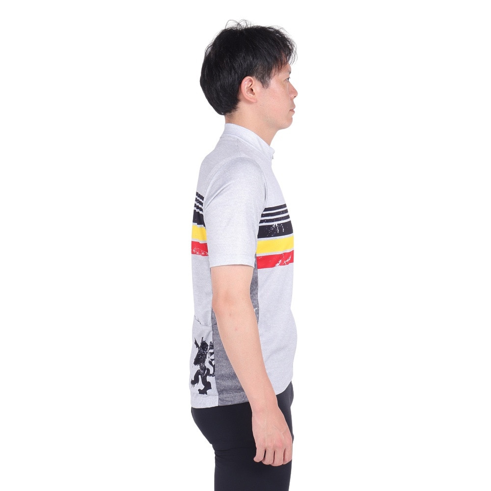 カペルミュール（KAPELMUUR）（メンズ、レディース）サイクリング ウェア 半袖 デニムプリント ジャージ ベルギーライン kphs1089-WH 日焼け防止 UVカット