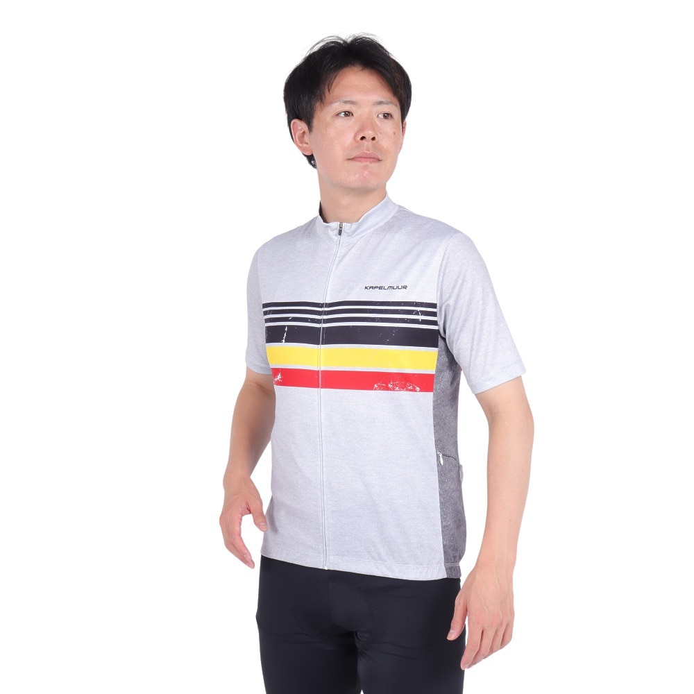 カペルミュール（KAPELMUUR）（メンズ、レディース）サイクリング ウェア 半袖 デニムプリント ジャージ ベルギーライン kphs1089-WH 日焼け防止 UVカット
