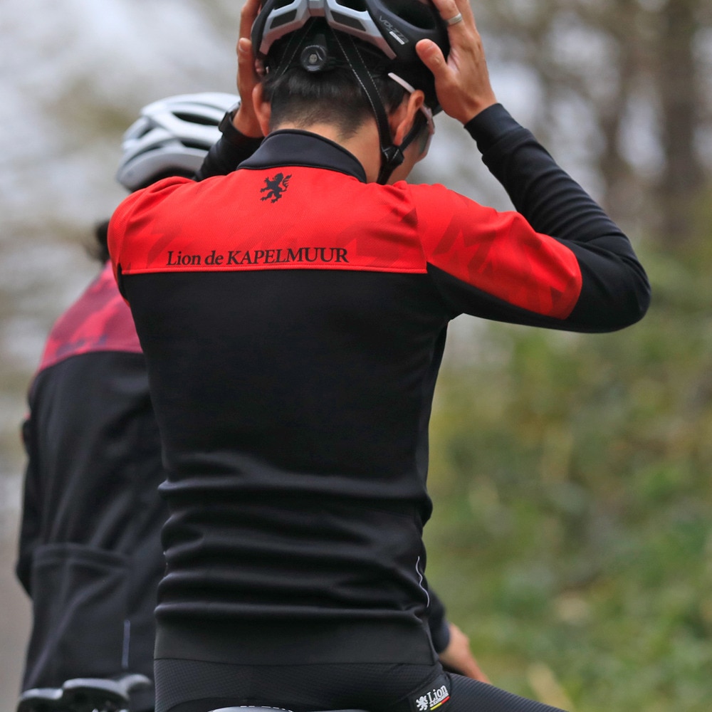 カペルミュール（KAPELMUUR）（メンズ、レディース）サイクルウェア 防風ジャケット 千鳥カモ lijk1009 レッド 防風 耐水 裏起毛  自転車 サイクリング