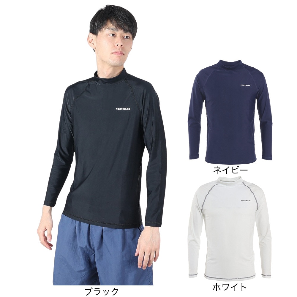 フットマーク（FOOTMARK）（メンズ）ラッシュガード 長袖 UVカット UPF50+ 紫外線対策 ハイネック 0242302BLK
