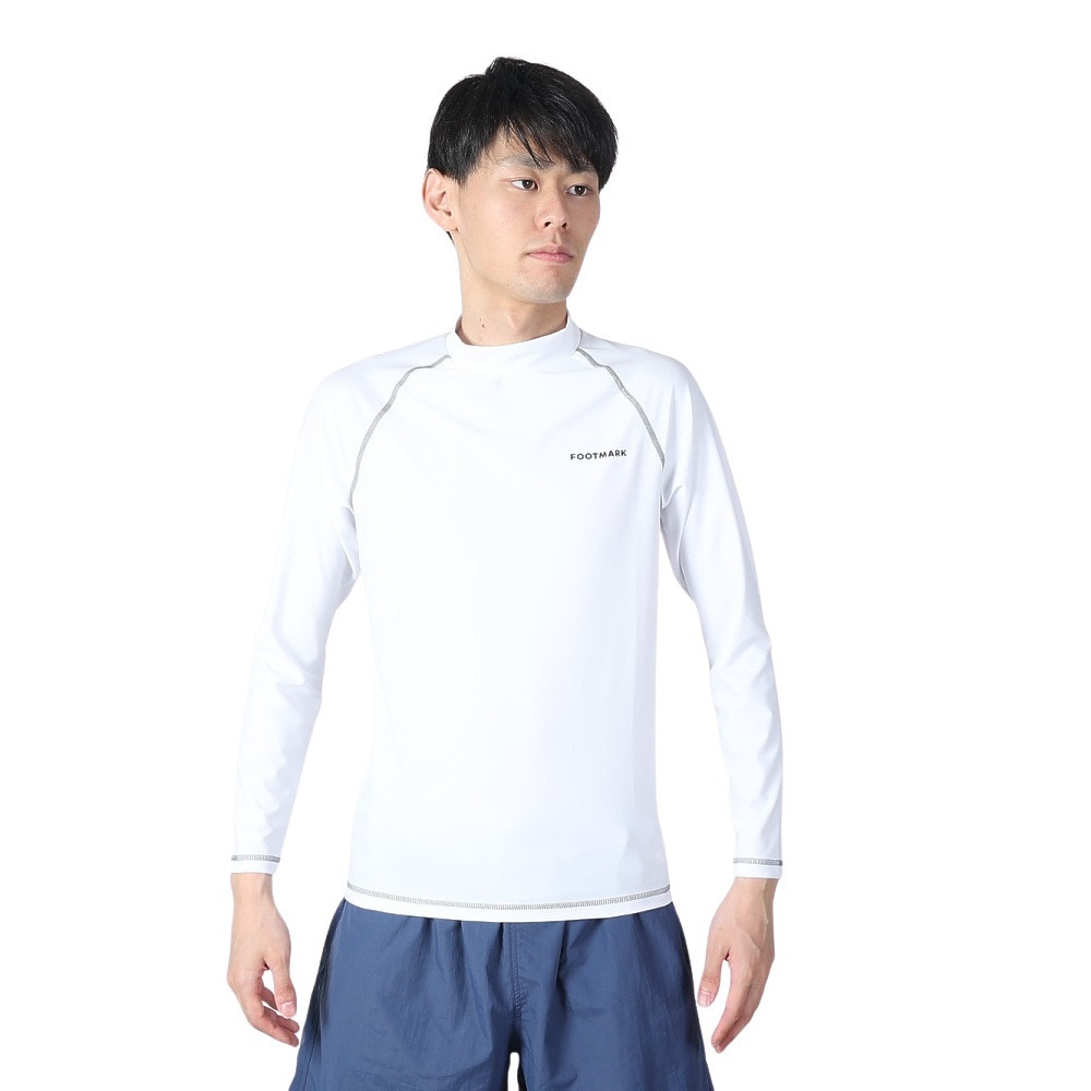 フットマーク（FOOTMARK）（メンズ）ラッシュガード 長袖 UVカット UPF50+ 紫外線対策 ハイネック 0242302WHT