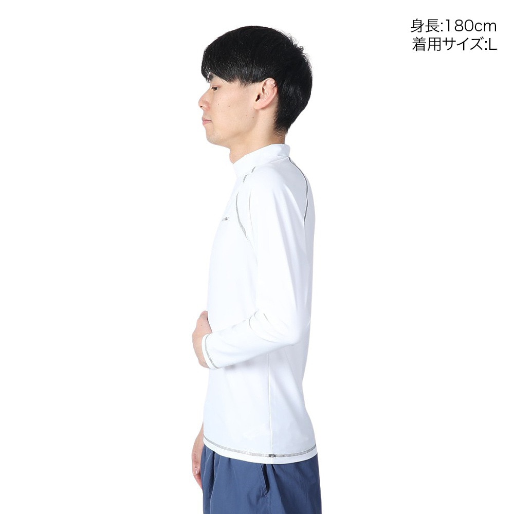 フットマーク（FOOTMARK）（メンズ）ラッシュガード 長袖 UVカット UPF50+ 紫外線対策 ハイネック 0242302WHT