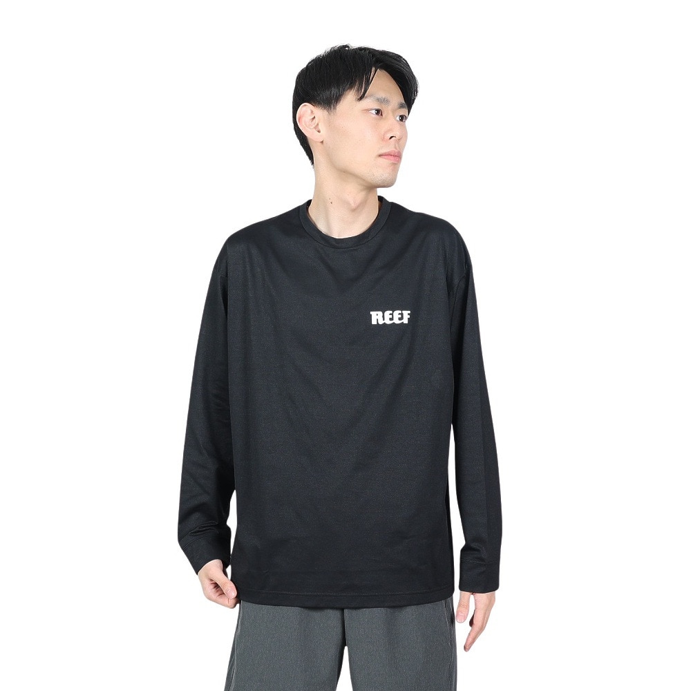 リーフ（REEF）（メンズ）ラッシュガード ロゴ ラッシュ ロングスリーブ Tシャツ RFTEM2320 BLK Lサイズ 長袖