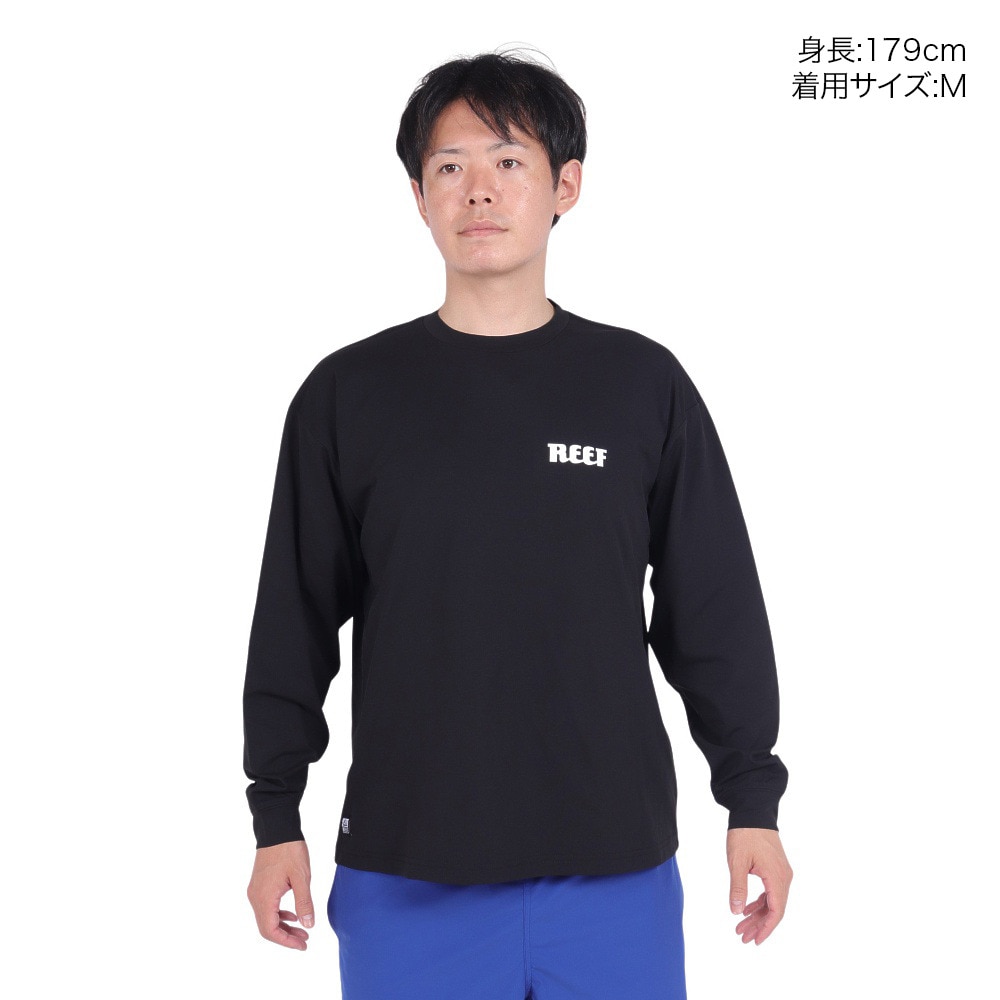 リーフ（REEF）（メンズ）ラッシュガード ロゴ ラッシュ ロングスリーブ Tシャツ RFTEM2320 BLK Mサイズ 長袖