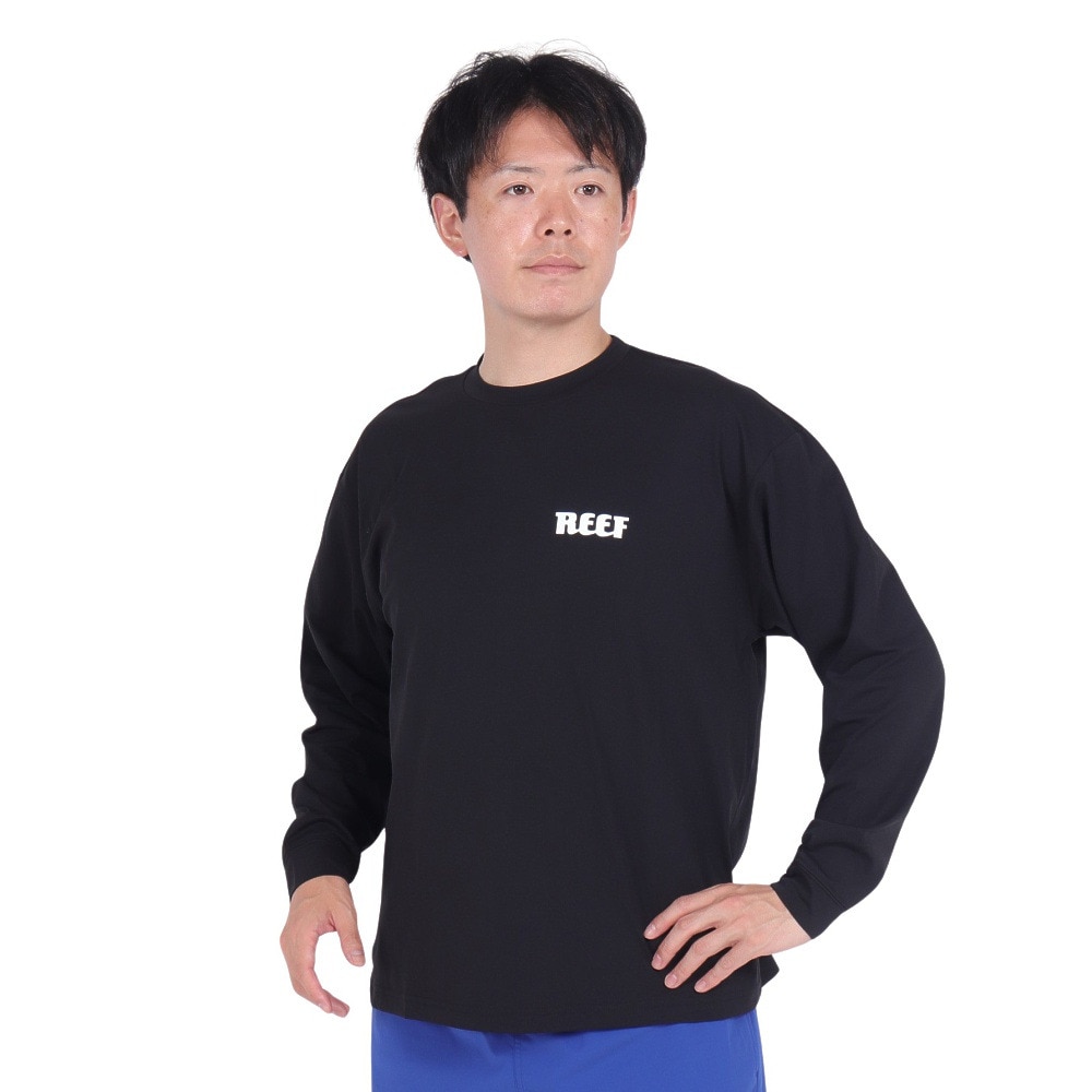 リーフ（REEF）（メンズ）ラッシュガード ロゴ ラッシュ ロングスリーブ Tシャツ RFTEM2320 BLK Mサイズ 長袖