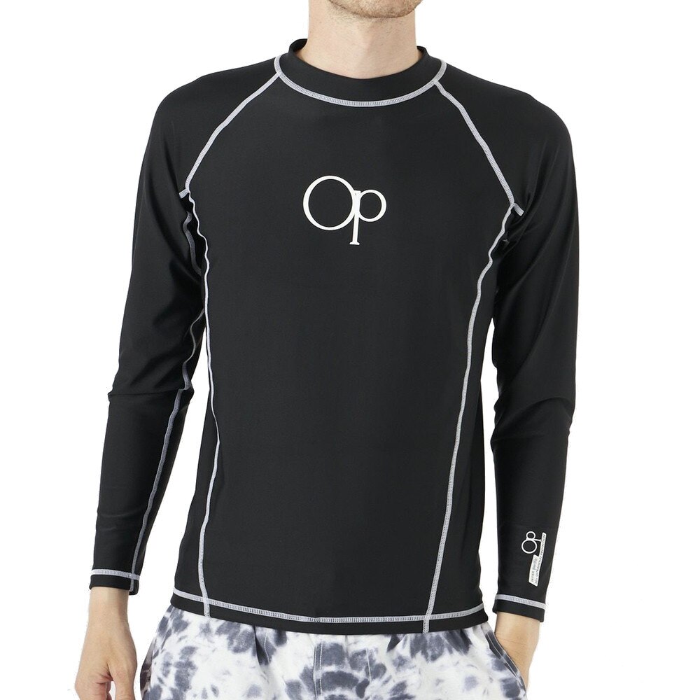 オーシャンパシフィック（Ocean Pacific）（メンズ）ラッシュガード 長袖 メンズ ブラック UVカット UPF50+ 紫外線対策  512480-BLK マリン、ウィンタースポーツ用品はヴィクトリア
