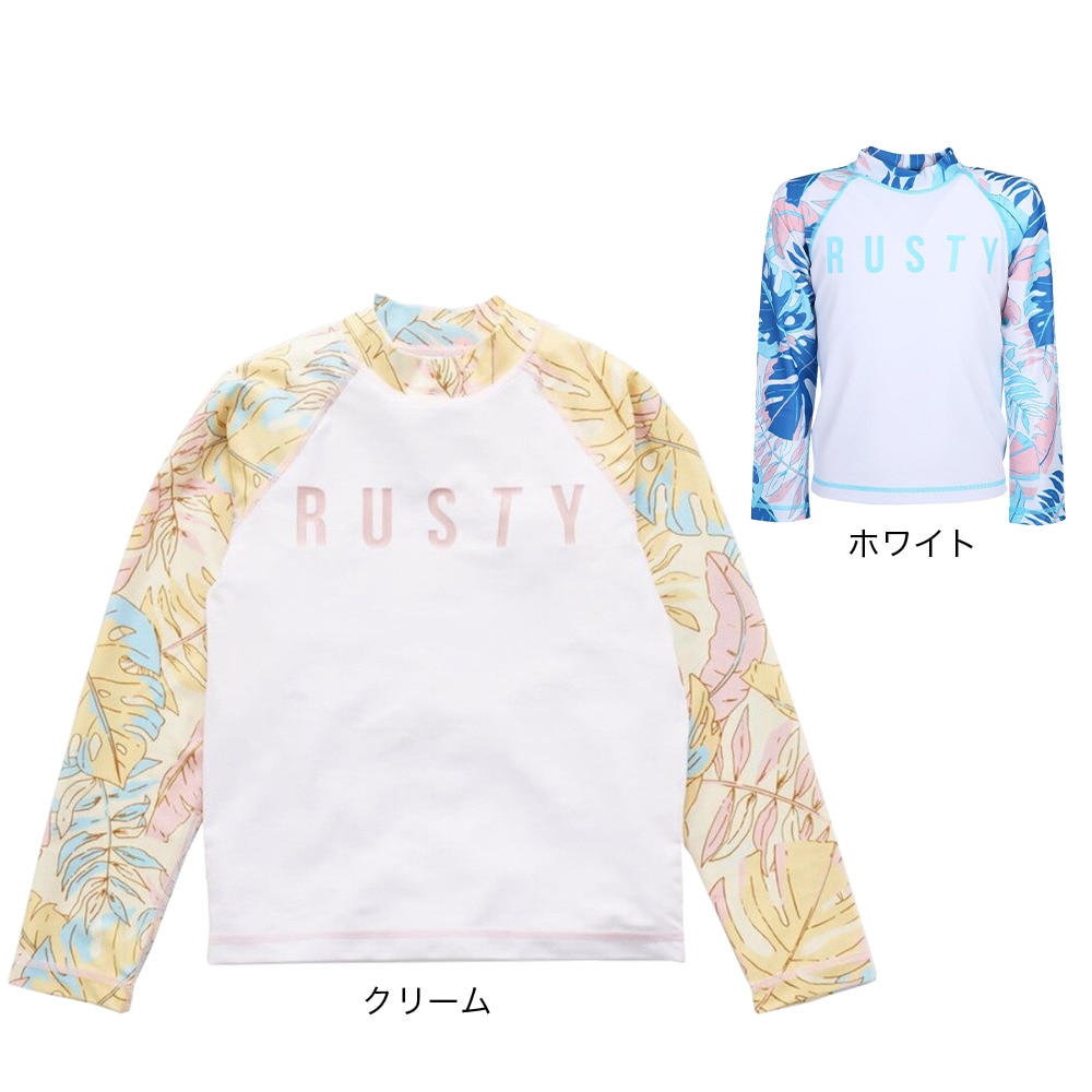 ラスティ（RUSTY）（キッズ）ラッシュガード 長袖 ジュニア ガールズ スイミング 962463-WHT