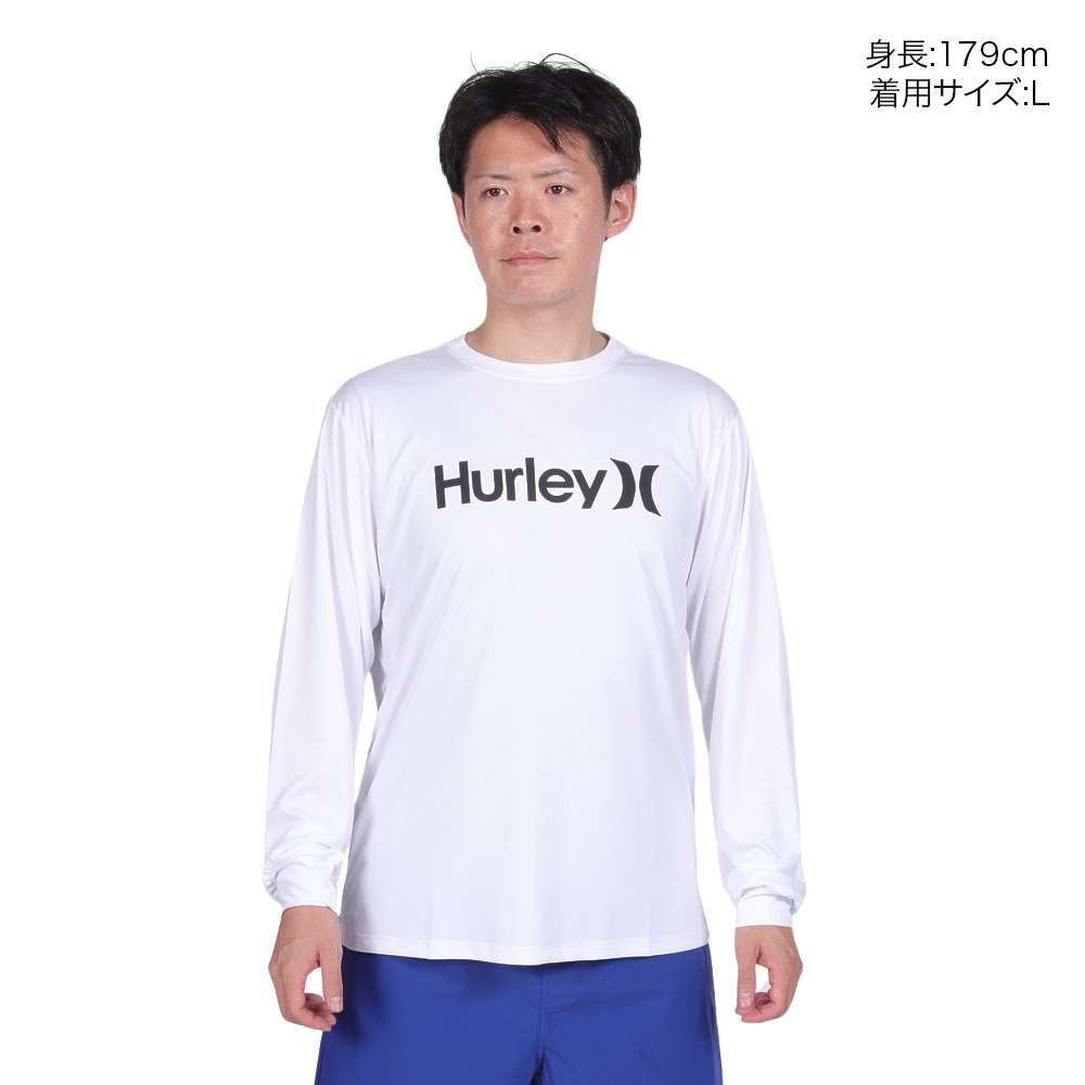 ハーレー（HURLEY）（メンズ）UPF50+ 軽量 速乾 ストレッチ ラッシュガード 長袖 RASH ONE AND ONLY MRG2310033-WHT