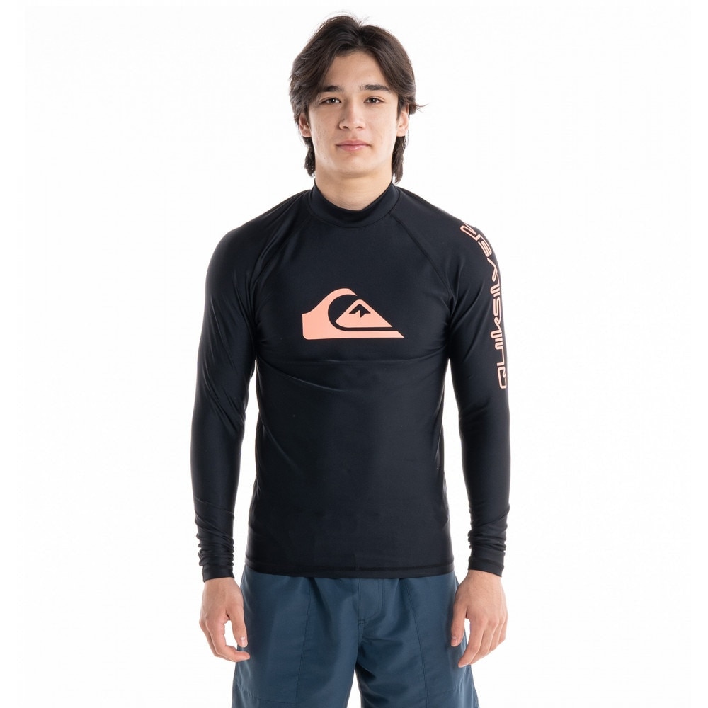 クイックシルバー（Quiksilver）（メンズ）ラッシュガード 長袖 UVカット UPF50+ 水陸両用 ALL TIME LR QLY231021 BLK2 ブラック×ピンク