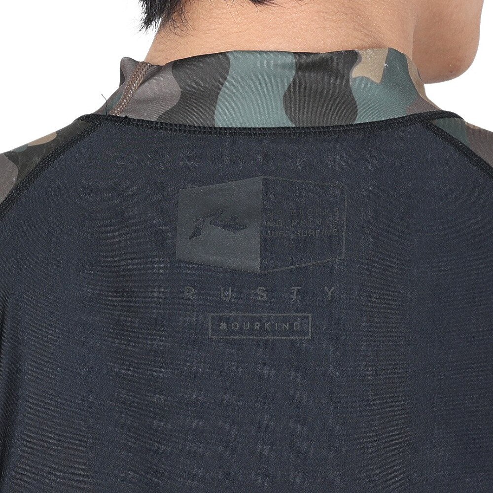 ラスティ（RUSTY）（メンズ）ラッシュガード 半袖 Tシャツ UVカット 吸汗速乾 919484 CAM 迷彩 ブラック 海 ビーチ