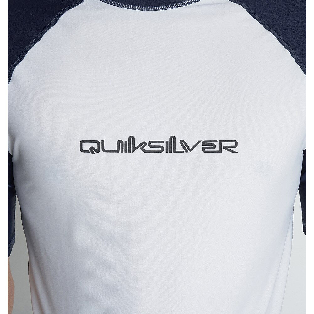 クイックシルバー（Quiksilver）（メンズ）ラッシュガード 半袖 ショートスリーブ ホワイト×ネイビー UVカット UPF50+ 紫外線対策 ON TOUR QLY221054 NVY1