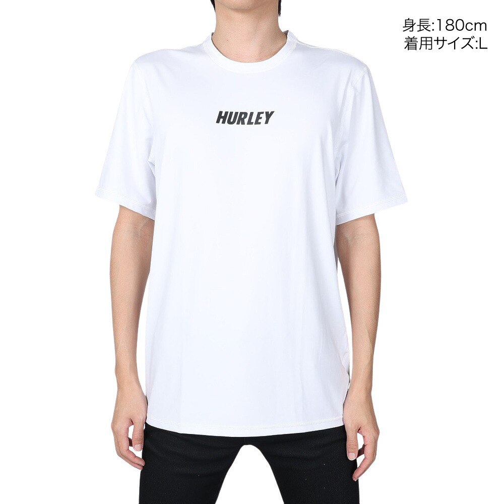 ハーレー（HURLEY）（メンズ）ラッシュガード Tシャツ 半袖 メンズ FASTLANE CJ6750-100 ホワイト UVカット 紫外線対策 UPF50+