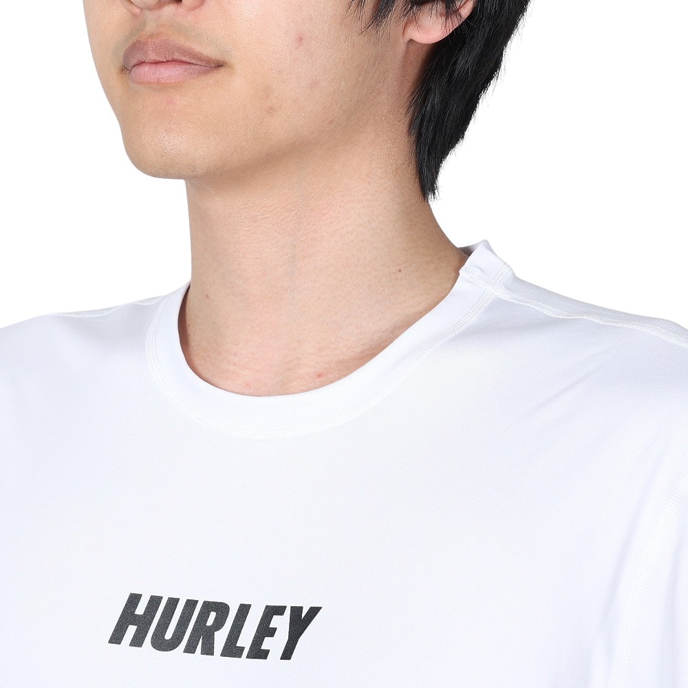 ハーレー（HURLEY）（メンズ）ラッシュガード Tシャツ 半袖 メンズ FASTLANE CJ6750-100 ホワイト UVカット 紫外線対策 UPF50+
