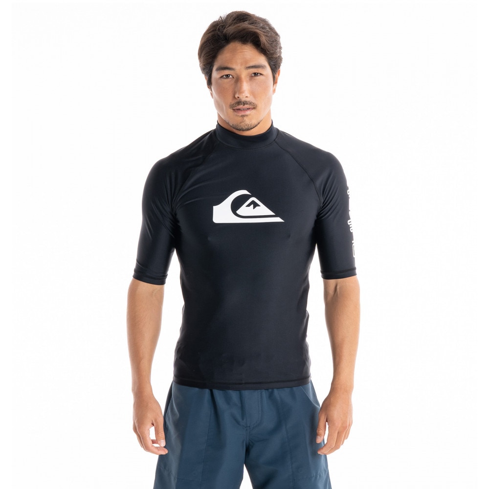 クイックシルバー（Quiksilver）（メンズ）ラッシュガード 半袖 Tシャツ UVカット UPF50+ 水陸両用 ALL TIME SR 23SP QLY231022 BLK1 ブラック