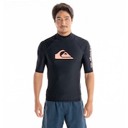 クイックシルバー（Quiksilver）（メンズ）ラッシュガード 半袖 Tシャツ UVカット UPF50+ 水陸両用 ALL TIME SR 23SP QLY231022 BLK2 ブラック×ピンク