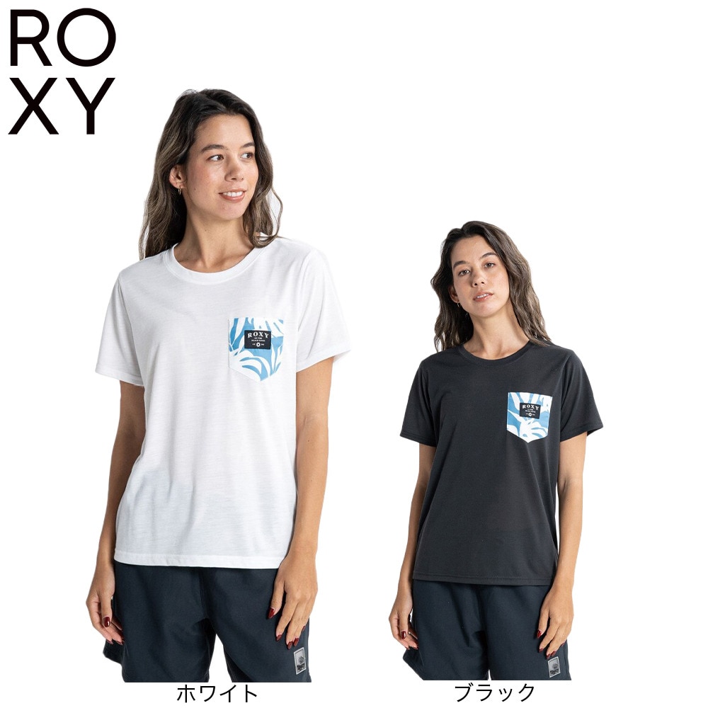 ロキシー（ROXY）（レディース）ラッシュガード 半袖 Tシャツ ショートスリーブ UVカット 速乾 ホワイト LEAF POCKET RLY231041WHT