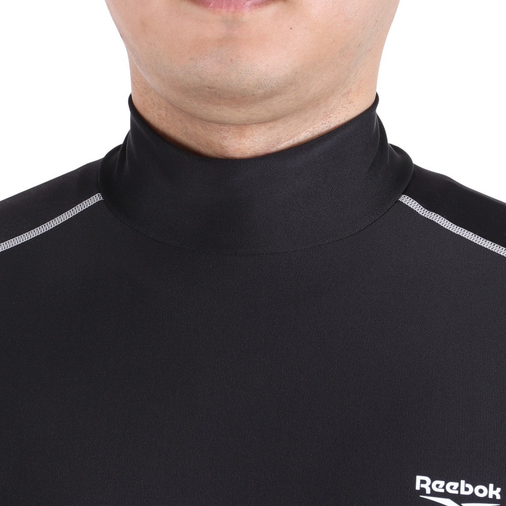 リーボック（REEBOK）（メンズ）ラッシュガード 半袖 ハイネック UVカット 紫外線カット率90%以上 ブラック 420780-C-BK