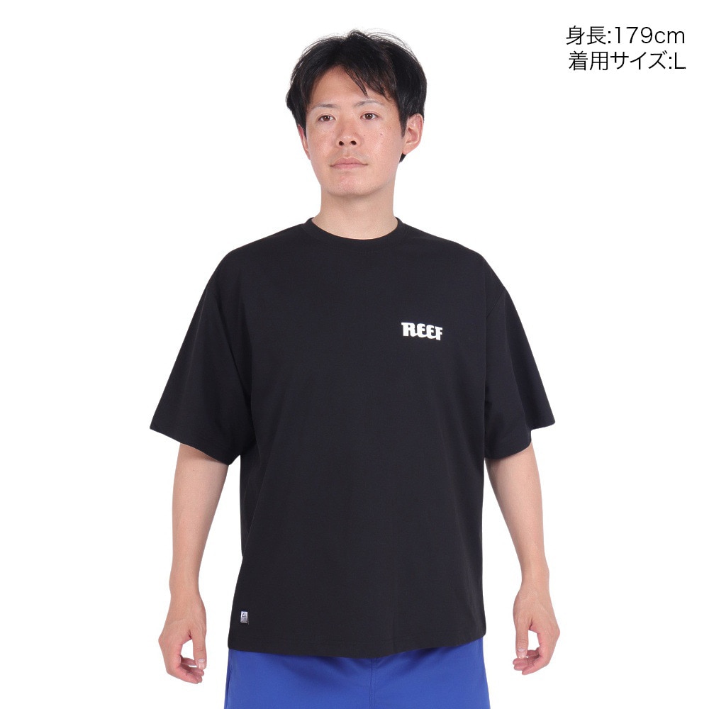 リーフ（REEF）（メンズ）ラッシュガード 半袖 Tシャツ UVカット 紫外線対策 ロゴ RFTEM2321 BLK Lサイズ