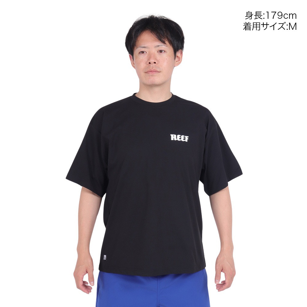 リーフ（REEF）（メンズ）ラッシュガード 半袖 Tシャツ UVカット 紫外線対策 ロゴ RFTEM2321 BLK Mサイズ