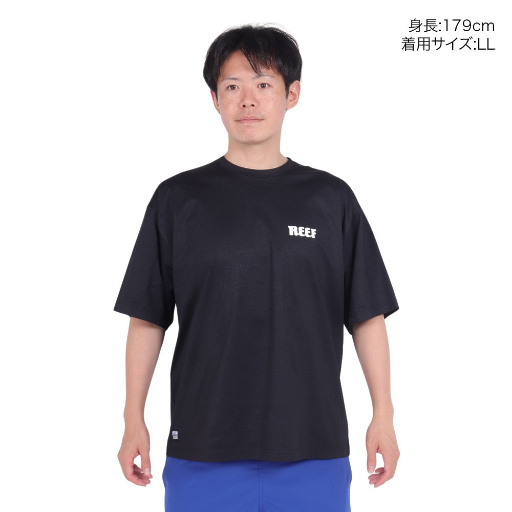 リーフ（REEF）（メンズ）ラッラッシュガード 半袖 Tシャツ UVカット 紫外線対策 ロゴ RFTEM2321 BLK LLサイズ