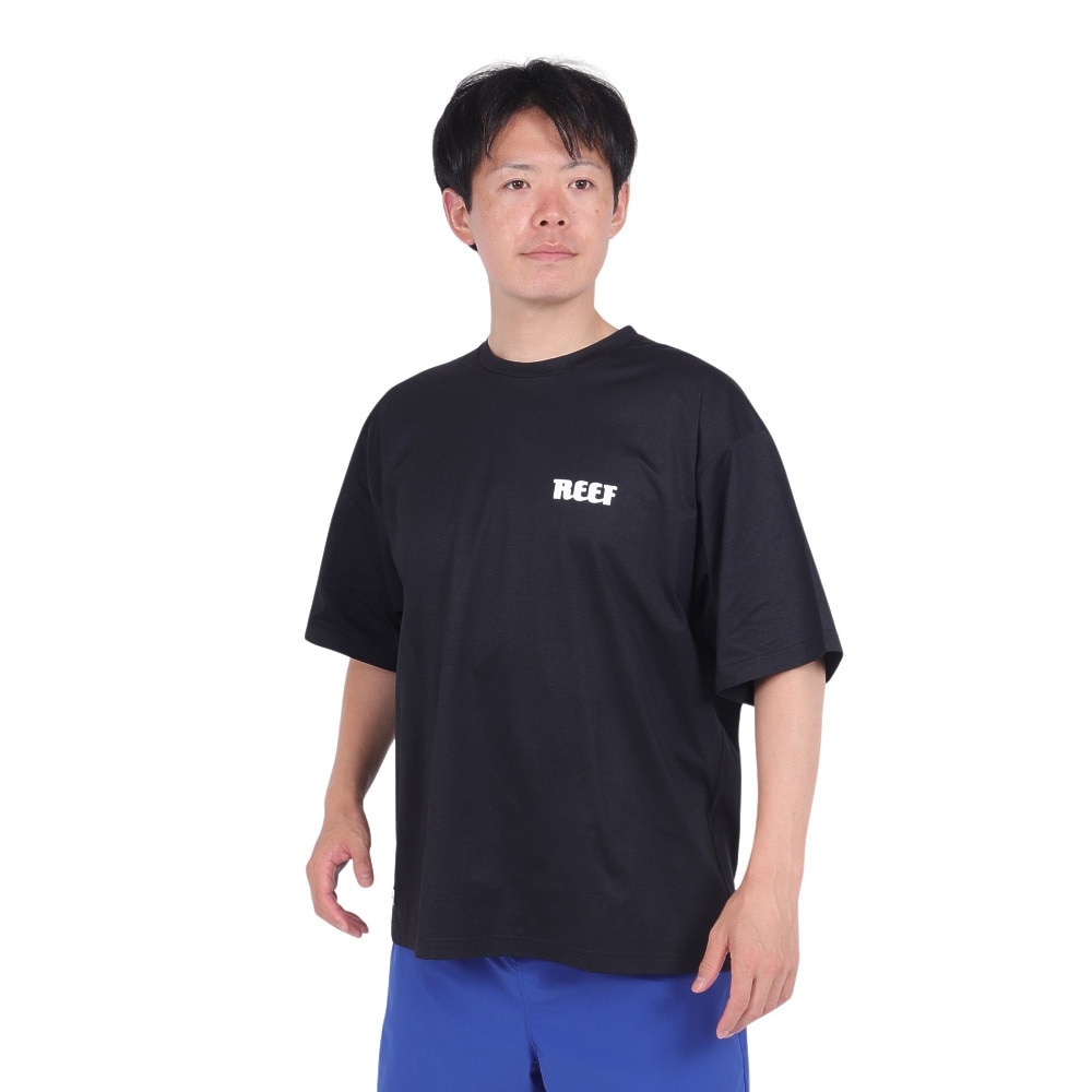 リーフ（REEF）（メンズ）ラッラッシュガード 半袖 Tシャツ UVカット 紫外線対策 ロゴ RFTEM2321 BLK LLサイズ