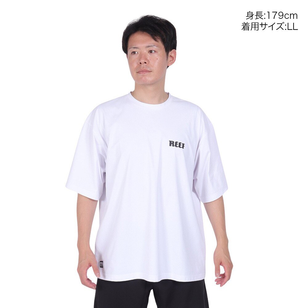 リーフ（REEF）（メンズ）ラッシュガード 半袖 Tシャツ UVカット 紫外線対策 ロゴ RFTEM2321 WHT LLサイズ