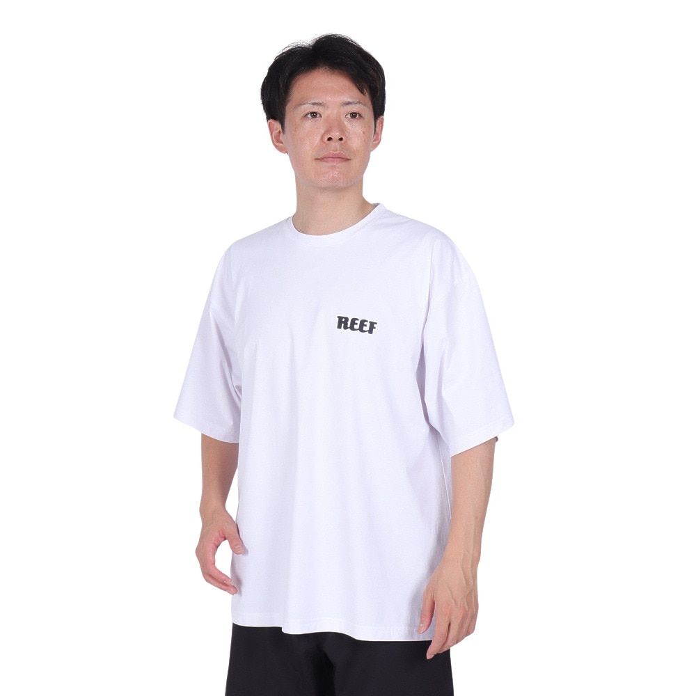 リーフ（REEF）（メンズ）ラッシュガード 半袖 Tシャツ UVカット 紫外線対策 ロゴ RFTEM2321 WHT LLサイズ