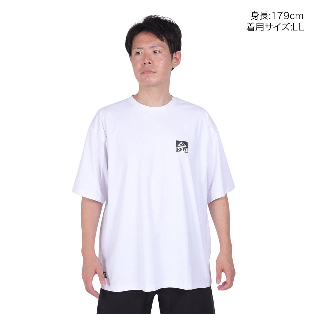 リーフ（REEF）（メンズ）ラッシュガード 半袖 Tシャツ UVカット 紫外線対策 ロゴ RFTEM2324 WHT LLサイズ