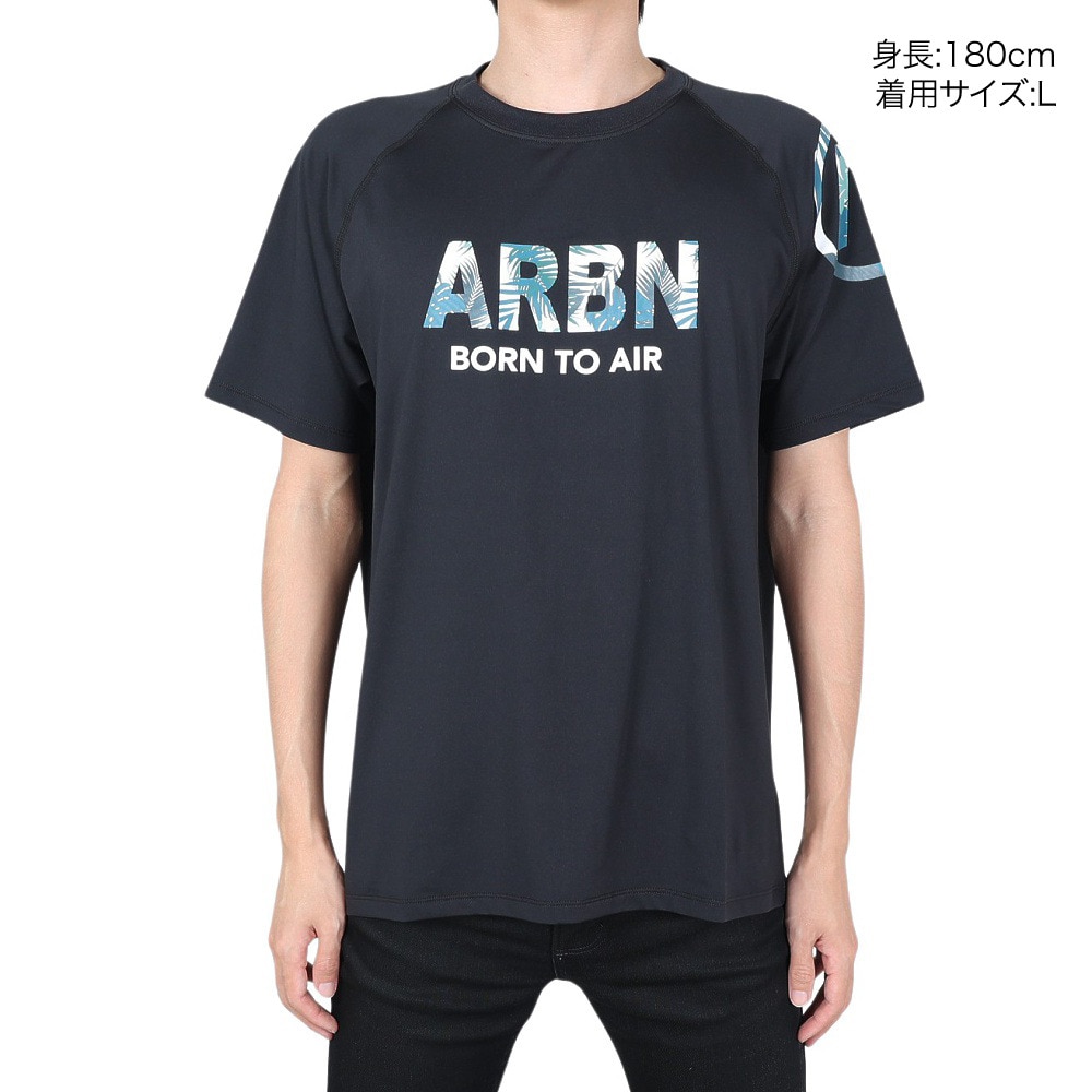 エアボーン（ARBN）（メンズ）ラッシュガード 半袖 Tシャツ クルーネック 速乾 UVカット 紫外線対策 AB2023SSM-SWIM002BLK ブラック