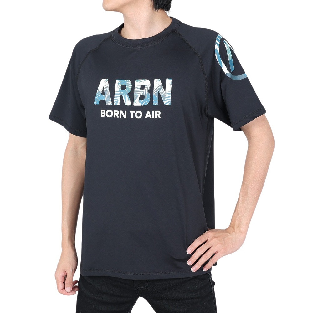 エアボーン（ARBN）（メンズ）ラッシュガード 半袖 Tシャツ クルーネック 速乾 UVカット 紫外線対策 AB2023SSM-SWIM002BLK ブラック