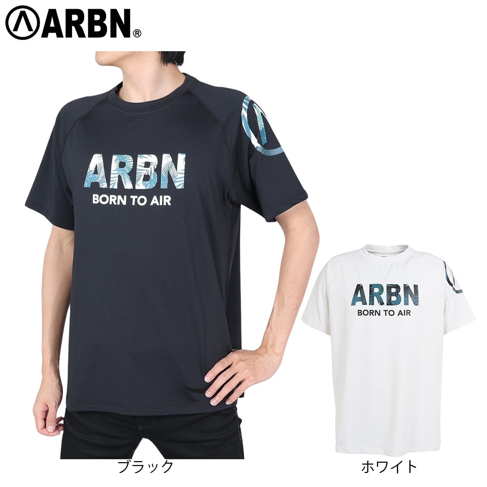 エアボーン（ARBN）（メンズ）ラッシュガード 半袖 Tシャツ クルーネック 速乾 UVカット 紫外線対策 AB2023SSM-SWIM002WHT ホワイト