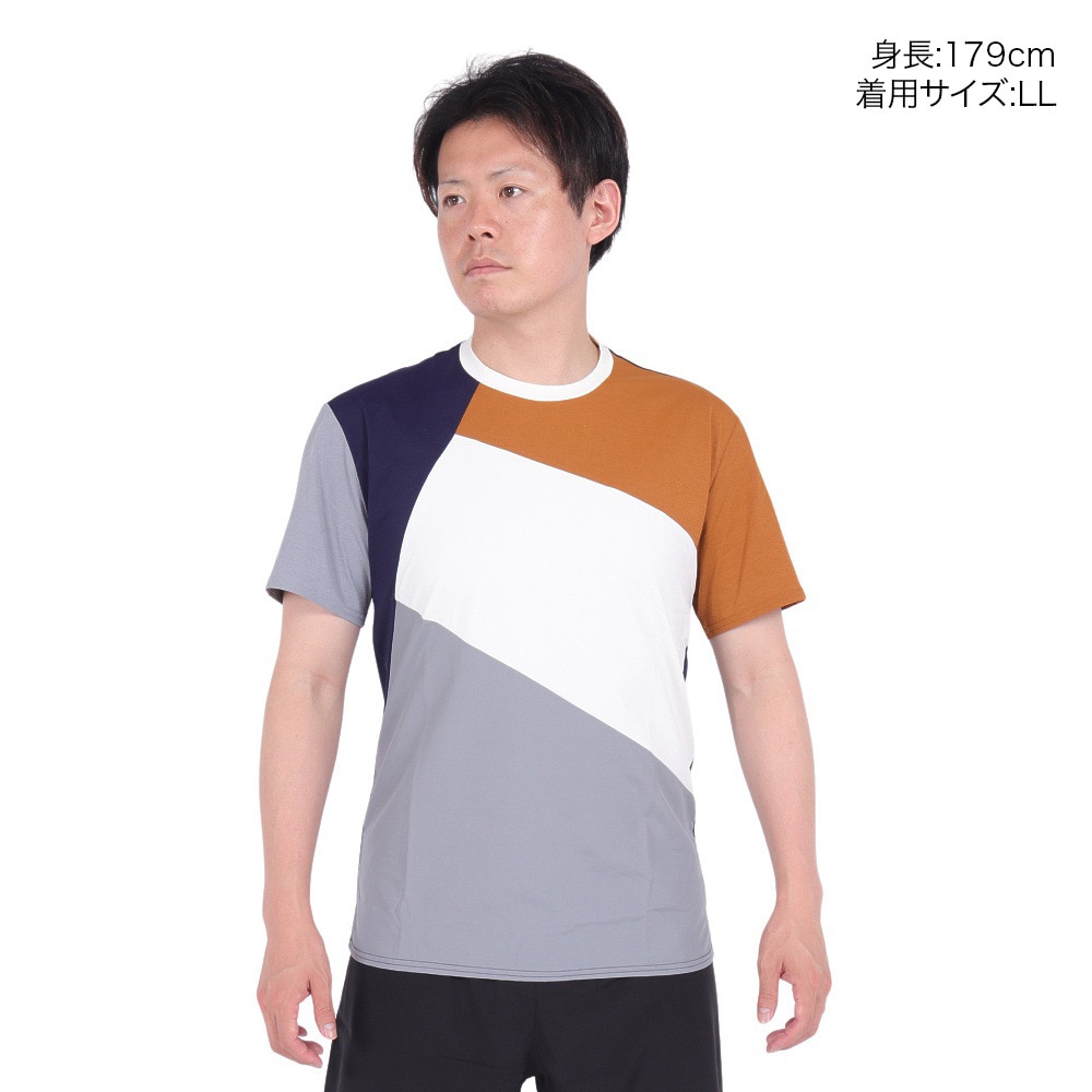 フットマーク（FOOTMARK）（メンズ）ラッシュガード 半袖 ナチュラル プルオーバー Tシャツ カラーブロック 3100315-01 UVカット 水陸両用 虫よけ